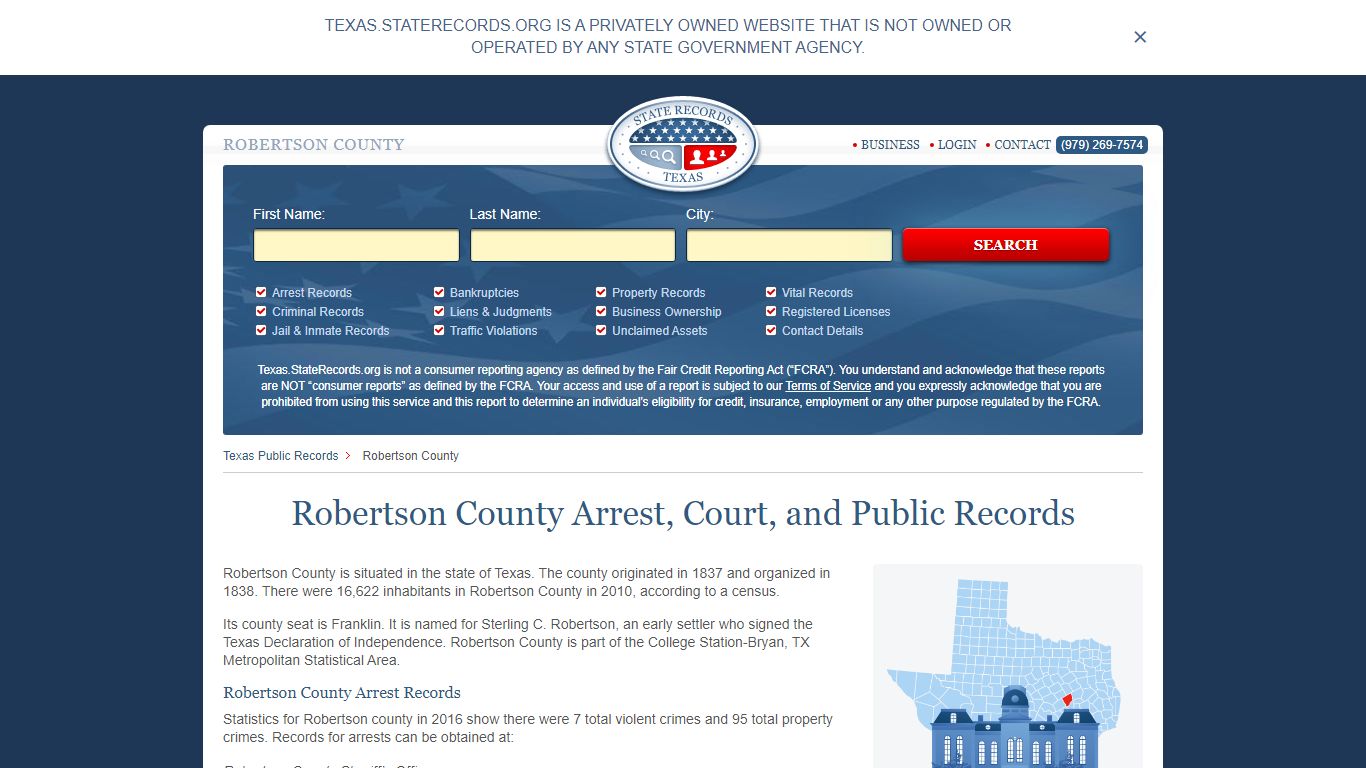 Robertson County Arrest, Court, and Public Records